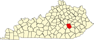 Map of Kentucky highlighting Jackson County