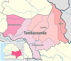 Tambacounda région, divided into 4 départements