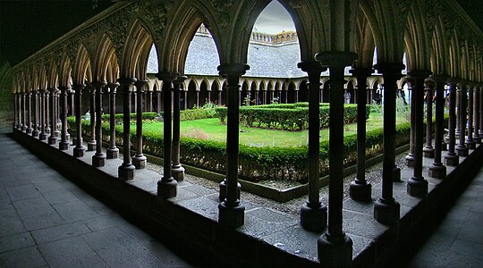 The Gothic cloister of Mont-Saint-Michel Abbey (12th century)