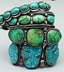 old and new Navajo bracelets with turquoise