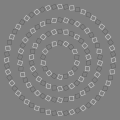 Pinna's illusory intertwining effect[45] and Pinna illusion (scholarpedia).[46] The picture shows squares spiralling in, although they are arranged in concentric circles.