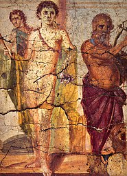 Hermaphroditos with Silenus and a maenad, Roman fresco from the Casa del Centenario, Pompeii
