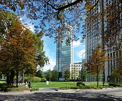Rothschild Park with the Opera Tower to the right