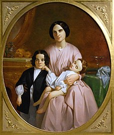 Portrait of the painter's wife and children - Museu Nacional d'Art de Catalunya