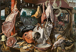 A Meat Stall with the Holy Family Giving Alms - Pieter Aertsen - Google Cultural Institute