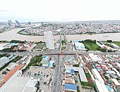 Aerial View of Bassac River and Surrounding Area (Monivong Boulevard, Chbar Ampov etc.)