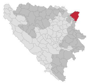 Lage der Gemeinde Bijeljina in Bosnien und Herzegowina (anklickbare Karte)