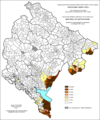 Percent of Albanians by settlements, 1991.