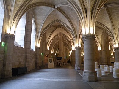 Gothic rib vaults of the hall of men at arms of the Conciergerie (1302)