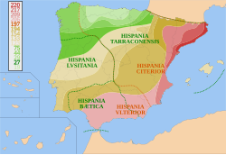 Timeline of the Roman conquest of Hispania (220 BC–19 BC), with Roman provincial boundaries shown