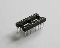 0.3" wide 16-pin DIP socket with machined round contacts for DIP-16 IC