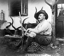 Bruce on the porch of his hut in Ubombo, Zululand (now South Africa), where he discovered Trypanosoma brucei.