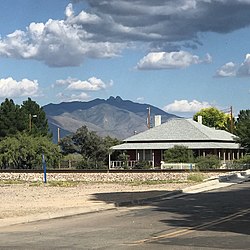 View of Dos Cabezas peaks from downtown Willcox