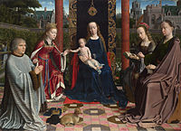 Gerard David, The Virgin and Child with Saints and Donor, c. 1510, the hortus conclusus type.