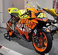 The Repsol Honda RC211V, ridden by Valentino Rossi in the 2003 season on display with a special livery.