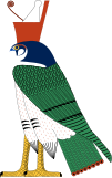Horus represented as a crowned falcon