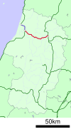 Route map of the Rikuu West Line as of 2008