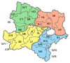 Map indicating the districts of Lower Austria