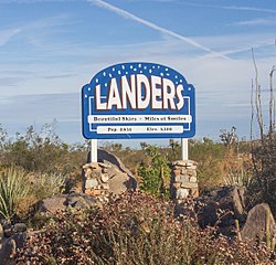 The Landers sign outside the U.S. Post Office on Reche Road at Landers Lane