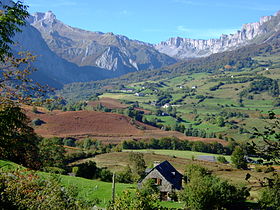 Traditional landscape of the historical province of Béarn, in Pyrénées-Atlantiques