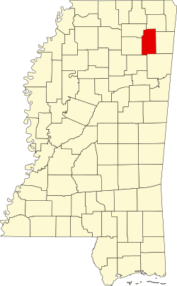 Karte von Lee County innerhalb von Mississippi