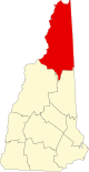 State map highlighting Coös County