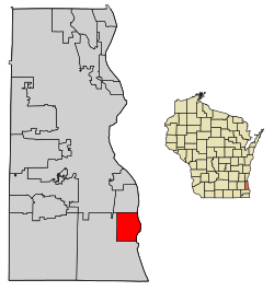 Location of South Milwaukee in Milwaukee County, Wisconsin.