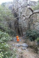 Monk in the hills around Vulture Peak