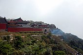 A group of temples at the top of Mount Taishan, where structures have been built at the site since the 3rd century BC during the Han dynasty