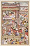 Mughal (Basawan), Birth of Ghazan Khan, from a manuscript of the "Jami'al-Tawarikh" by Rashid al-Din (1247-1318), about 1596