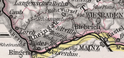The Rheingau shown on a 1905 map of Hesse-Nassau
