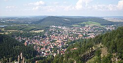 View over Oker and Sudmerberg from the Harz mountains