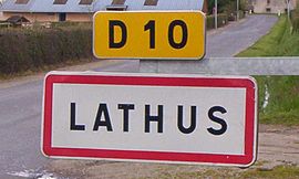 A sign entering Lathus, on the D10 road