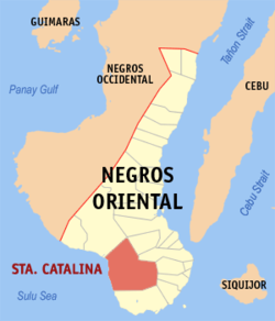 Map of Negros Oriental with Santa Catalina highlighted