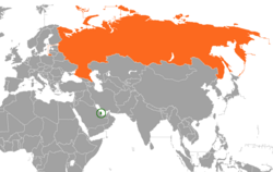 Map indicating locations of Qatar and Russia