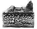 Kushan devotees around a Bodhisattva, on a Buddha pedestal. Reign of Vāsishka, Mathura, circa 250 CE.