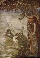 "The Rhinemaidens warn Siegfried", illustration to Richard Wagner's The Ring
