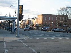 Downtown Sycamore, looking west from State Street and Main Street