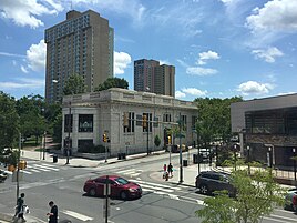 University City at 40th and Walnut with the Free Library of Philadelphia branch in front