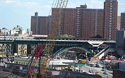 The 125th Street station on the IRT Seventh Avenue Line, seen from Riverside Drive's upper level