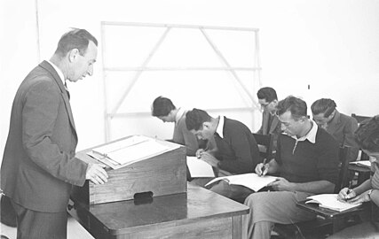 Professor Volcani at the Institute of Agriculture, Rehovot, 1942