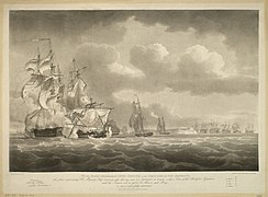 „HMS[1] Pallas vor den Batterien der Île-d'Aix“ (Mai 1806)