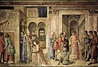 Leben des Hl. Lorenz (Detail), 1447–49, Fresko in der Cappella Nicolina, Vatikan, Rom