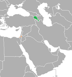 Map indicating locations of Armenia and Palestine