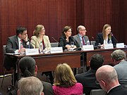 Left to right: Jon Wolfsthal, Christine Parthemore, Rebecca Hersman, General C. Robert Kehler (Ret.) and Heather Williams at the Center for Strategic and International Studies, Project on Nuclear Issues and Ploughshares Fund panel discussion, "Debate: Modernization of Nuclear Missiles", Washington, D.C., 23 May 2017