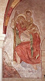 Late Gothic wall painting of Saint Christopher