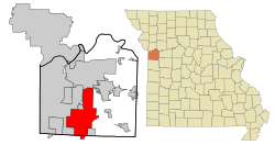 A map of cities in Jackson County, with the location of Lee's Summit highlighted.