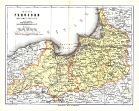 Karte der Provinz Preußen, ca. 1860–70