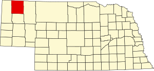 Map of Nebraska highlighting Dawes County