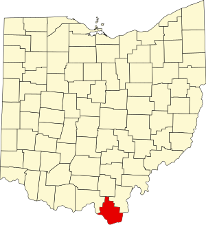 Map of Ohio highlighting Lawrence County